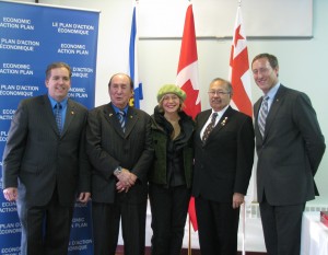 A diverse group of government funders continues to support the project. Here, some Federal partners are recognized for their support in 2009, including: Scott Armstrong (MP for Cumberland-Colchester-Musquodoboit Valley), late Chief Lawrence Paul (Millbrook First Nation), Lenore Zann (MLA for Truro-Bible Hill-Millbrook-Salmon River), Dr. Donald Julien (Executive Director for the Confederacy of Mainland Mi’kmaq) and the Honourable Peter MacKay (then Minister of National Defence and the Minister of the Atlantic Gateway).