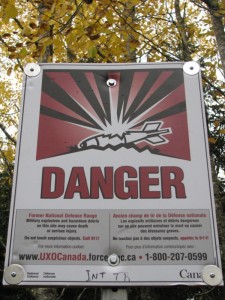 Despite these signs, there is no danger on the MDCC trail, which has been tested for both military hazards and archaeological sites. For the safety of trail users, however, we do ask that visitors stay on the designated path as there is degrading military infrastructure in the area which may present hazards.