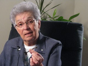 Elder Sister Dorothy Moore holds a key from the Shubenacadie Residential School. Recent funding from the Truth and Reconciliation Commission will strengthen survivor and community direction concerning residential school programming at the Centre.