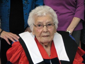 Elsie Charles Basque was presented with an Honorary Doctorate in Humanities in a special ceremony at the Yarmouth Regional Hospital.