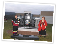 Dorene Bernard and Elder Phyllis Googoo during the 2012 IRS commemoration event at the Waycobah First Nation, Wayobah, NS.